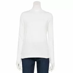 Women's Croft & Barrow® Essential Long Sleeve V-Neck Tee