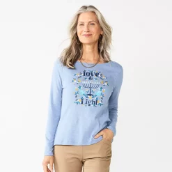 Women's Croft & Barrow® Holiday Long Sleeve Graphic Tee