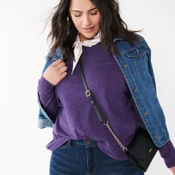 Plus Size Croft & Barrow® Essential Crewneck Long Sleeve Tee -Croft & Barrow Sales Store 4470907 ALT2