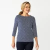 Women's Croft & Barrow® Boatneck Top -Croft & Barrow Sales Store 4556649 Navy Basket Weave