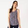 Women's Croft & Barrow® Print Pleated Tank 1 Women's Croft & Barrow® Print Pleated Tank -Croft & Barrow Sales Store 4777679 Navy Folk Medallion