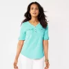 Women's Croft & Barrow® Roll-Tab Utility Henley Top -Croft & Barrow Sales Store 4777816 Barefoot Beach