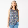 Women's Croft & Barrow® Pintuck Splitneck Sleeveless Top -Croft & Barrow Sales Store 4799269 Multi Floral