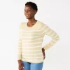 Women's Croft & Barrow® Extra Soft Crewneck Sweater 1 Women's Croft & Barrow® Extra Soft Crewneck Sweater -Croft & Barrow Sales Store 4922627 Beige Stripe