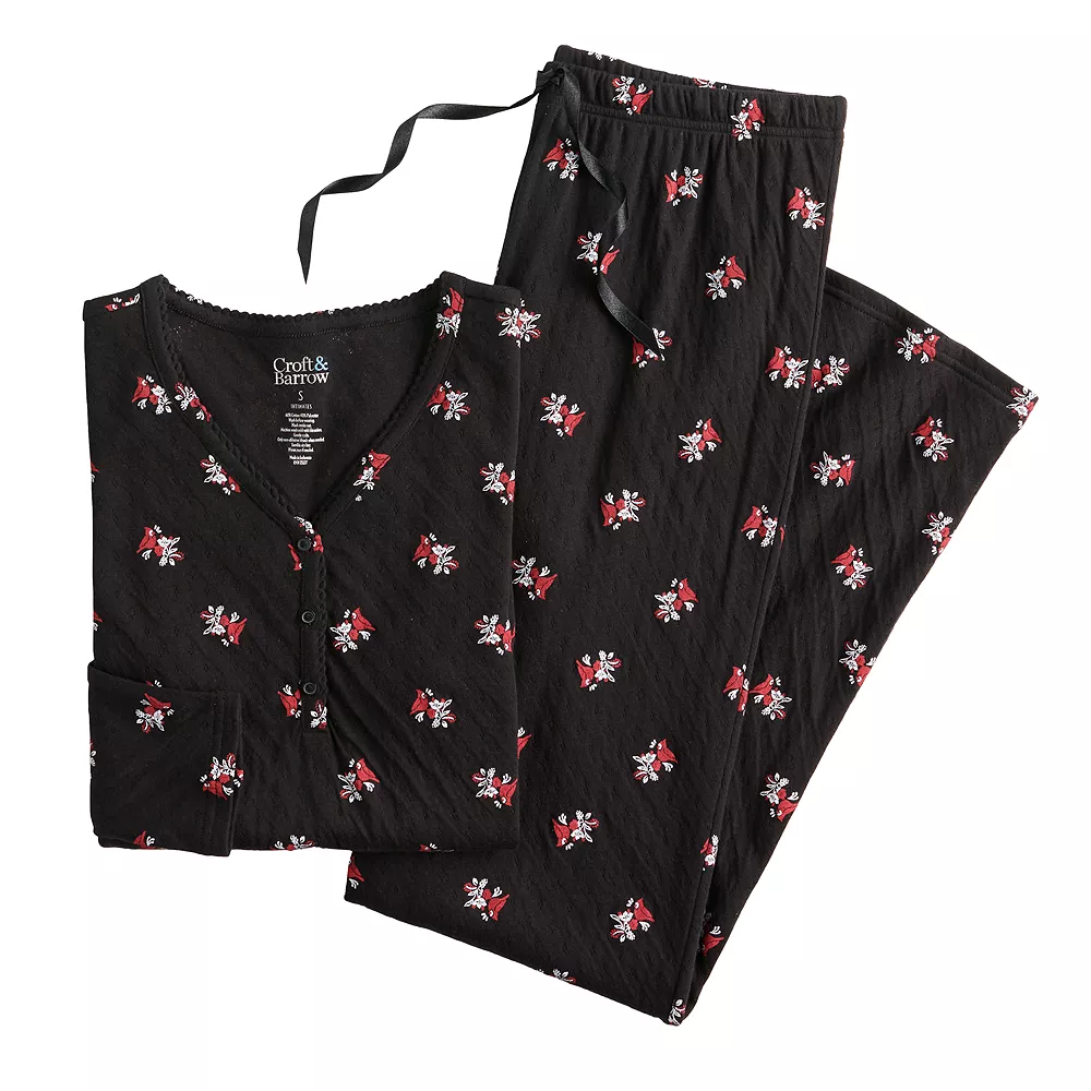 Petite Croft & Barrow® Textured Knit Henley Long Sleeve Pajama Top & Pajama Pants Set 5 Petite Croft & Barrow® Textured Knit Henley Long Sleeve Pajama Top & Pajama Pants Set - Image 3