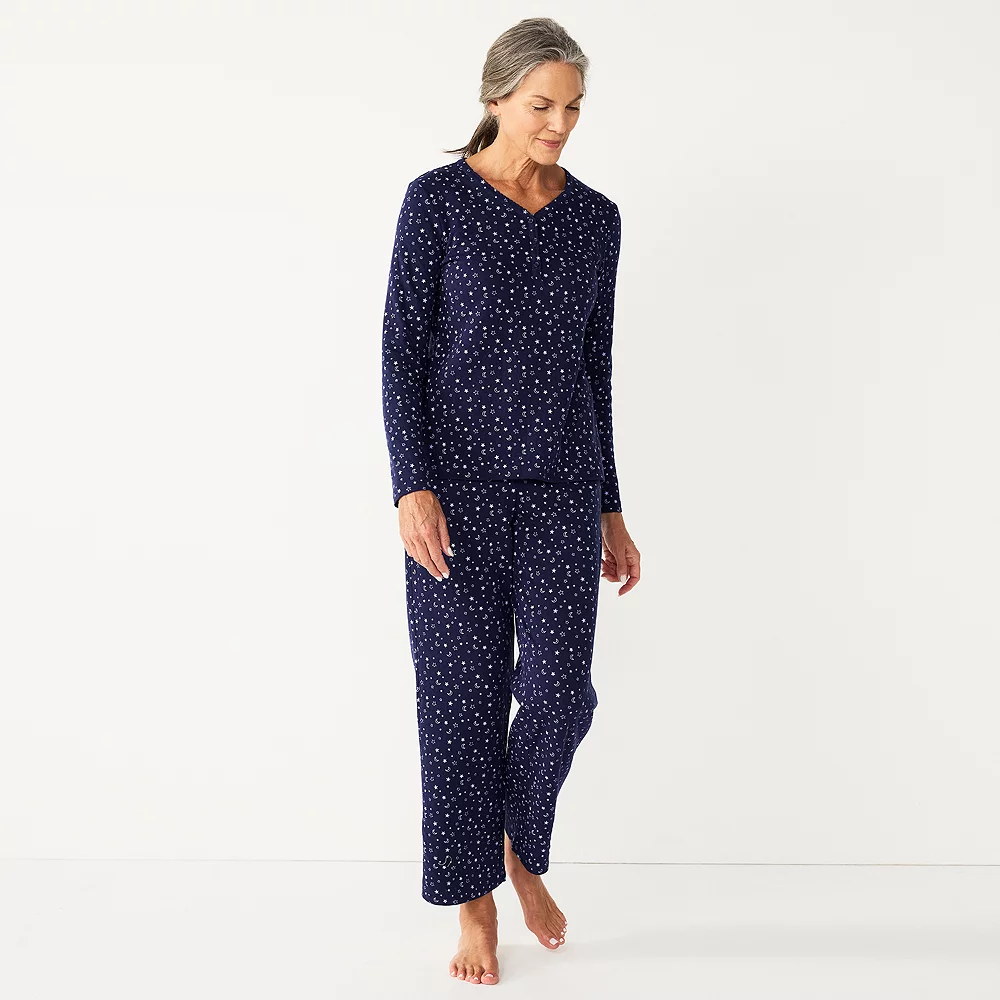 Petite Croft & Barrow® Textured Knit Henley Long Sleeve Pajama Top & Pajama Pants Set 3 Petite Croft & Barrow® Textured Knit Henley Long Sleeve Pajama Top & Pajama Pants Set