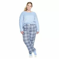Plus Size Croft & Barrow® Velour Long Sleeve Pajama Top & Pajama Pants Set -Croft & Barrow Sales Store 5041065 ALT2