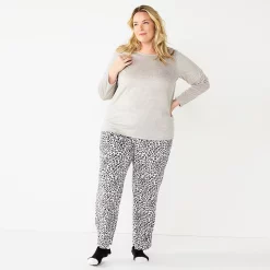 Plus Size Croft & Barrow® Velour Long Sleeve Pajama Top & Pajama Pants Set