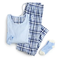 Petite Croft & Barrow® Velour Long Sleeve Pajama Top & Pajama Pants Set -Croft & Barrow Sales Store 5041069 ALT5