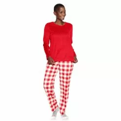 Petite Croft & Barrow® Velour Long Sleeve Pajama Top & Pajama Pants Set