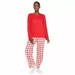 Women's Croft & Barrow® Long Sleeve Pajama Top & Pajama Pants Sleep Set
