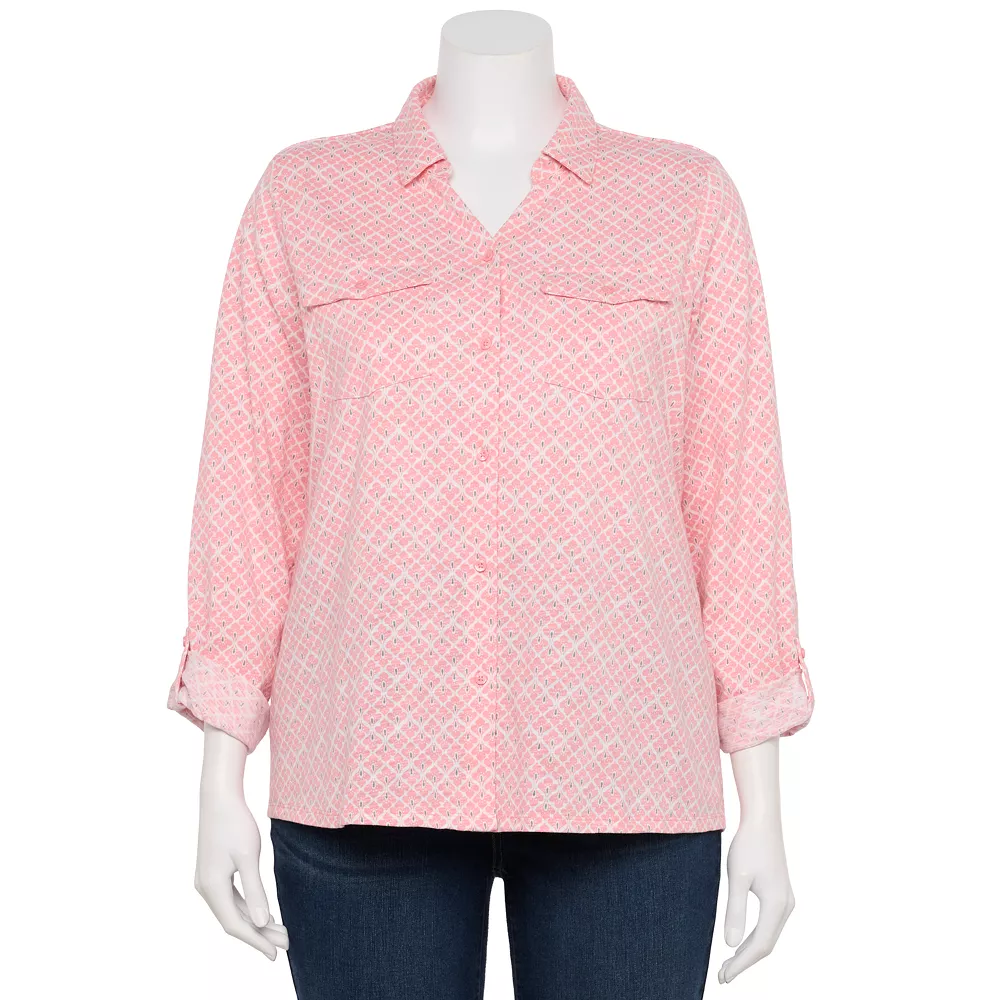 Plus Size Croft & Barrow® Roll-Tab Sleeve Top 3 Plus Size Croft & Barrow® Roll-Tab Sleeve Top