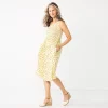 Petite Croft & Barrow® Smocked Swing Midi Dress -Croft & Barrow Sales Store 5235414 Yellow Floral
