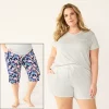 Plus Size Croft & Barrow® 3-Piece Pajama Top, Pajama Shorts & Pajama Skimmers Sleep Set -Croft & Barrow Sales Store 5317544 Navy Multi Floral