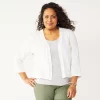 Plus Size Croft & Barrow® Open-Front Crop Cardigan -Croft & Barrow Sales Store 5476206 White