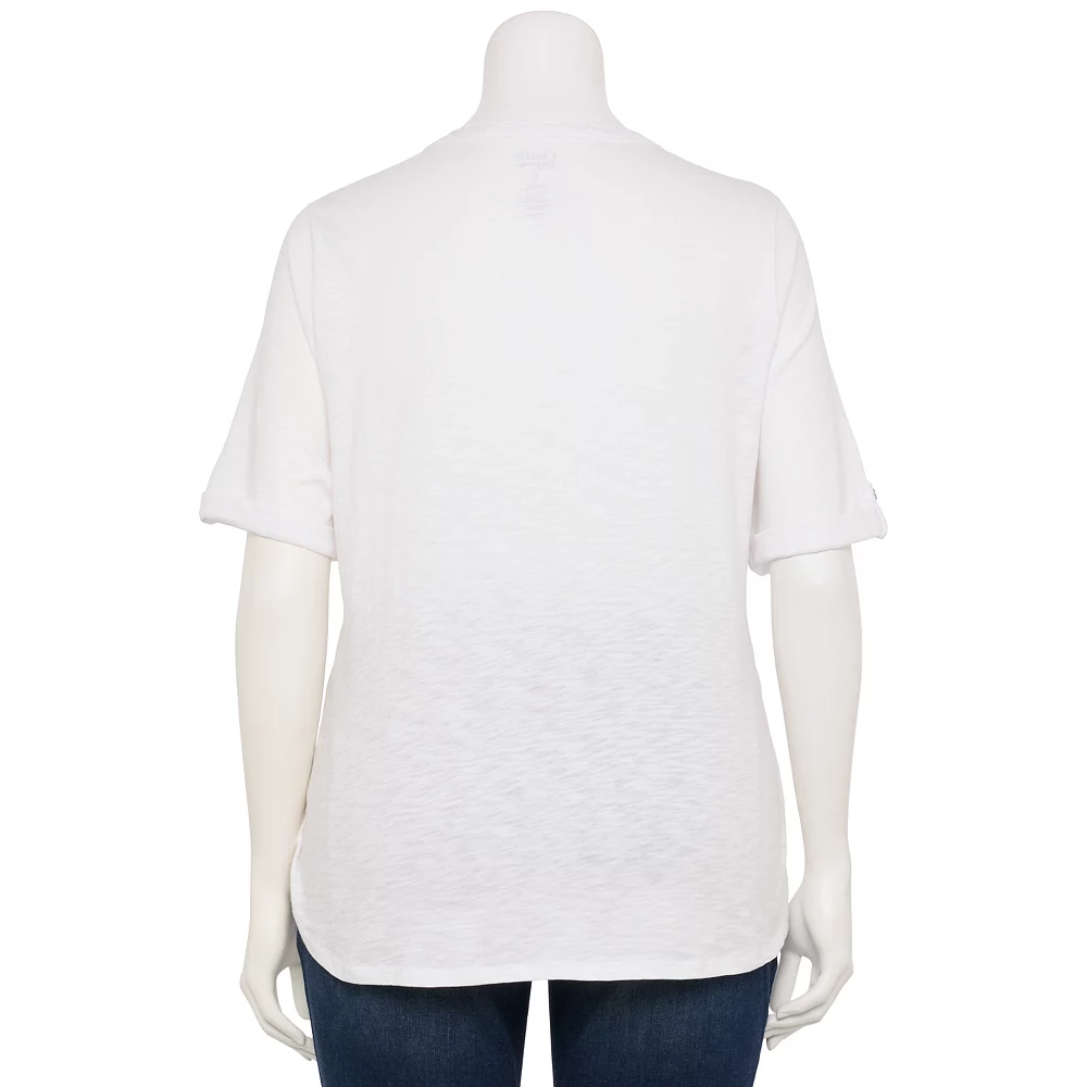 Plus Croft & Barrow Roll-Tab Utility Henley Top 4 Plus Croft & Barrow Roll-Tab Utility Henley Top - Image 2