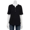 Petite Croft & Barrow® Utility Henley Top -Croft & Barrow Sales Store 5485816 Black