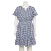 Plus Size Croft & Barrow® Smocked Waist Challis Dress -Croft & Barrow Sales Store 5510668 Navy White Gingham