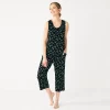 Petite Croft & Barrow® Pajama Tank & Pajama Capri Pants Sleep Set -Croft & Barrow Sales Store 5514278 Black Buds
