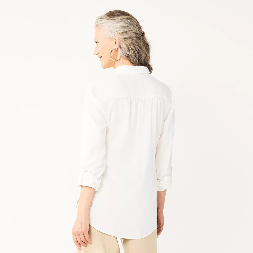 Women's Croft & Barrow® Linen-Blend Popover Tunic 4 Women's Croft & Barrow® Linen-Blend Popover Tunic - Image 2