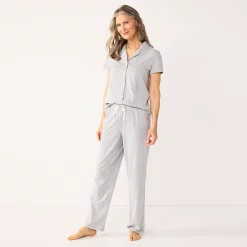 Women's Croft & Barrow® Short Sleeve Pajama Shirt & Pajama Pants Sleep Set 7 Women's Croft & Barrow® Short Sleeve Pajama Shirt & Pajama Pants Sleep Set -Croft & Barrow Sales Store 5567538 ALT2