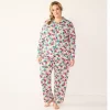 Plus Size Croft & Barrow® Long Sleeve Pajama Shirt & Pajama Pants Sleep Set -Croft & Barrow Sales Store 5567539 White Pink Floral