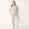 Plus Size Croft & Barrow® Short Sleeve Pajama Shirt & Pajama Pants Sleep Set -Croft & Barrow Sales Store 5567540 Gray Heather