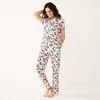 Petite Croft & Barrow® Short Sleeve Pajama Shirt & Pajama Pants Sleep Set 2 Petite Croft & Barrow® Short Sleeve Pajama Shirt & Pajama Pants Sleep Set -Croft & Barrow Sales Store 5567543 White Pink Floral