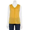 Petite Croft & Barrow® Lace-Trim V-Neck Tank -Croft & Barrow Sales Store 5577598 Gold