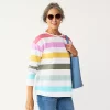 Petite Croft & Barrow® Button Shoulder Sweatshirt -Croft & Barrow Sales Store 5579536 Multi Rugby Stripe