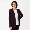 Petite Croft & Barrow® Extra Cozy Cable Cardigan -Croft & Barrow Sales Store 5586816 Plum