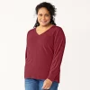 Plus Size Croft & Barrow® Extra Soft V-Neck Sweater -Croft & Barrow Sales Store 5587888 Plum
