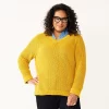 Plus Size Croft & Barrow® Placed Cable Pullover Sweater -Croft & Barrow Sales Store 5588807 Gold