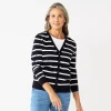 Petite Croft & Barrow® Extra Soft V-Neck Cardigan 1 Petite Croft & Barrow® Extra Soft V-Neck Cardigan -Croft & Barrow Sales Store 5588811 Navy Stripe