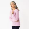 Petite Croft & Barrow® Crewneck Cable Sweater -Croft & Barrow Sales Store 5588816 Lavender