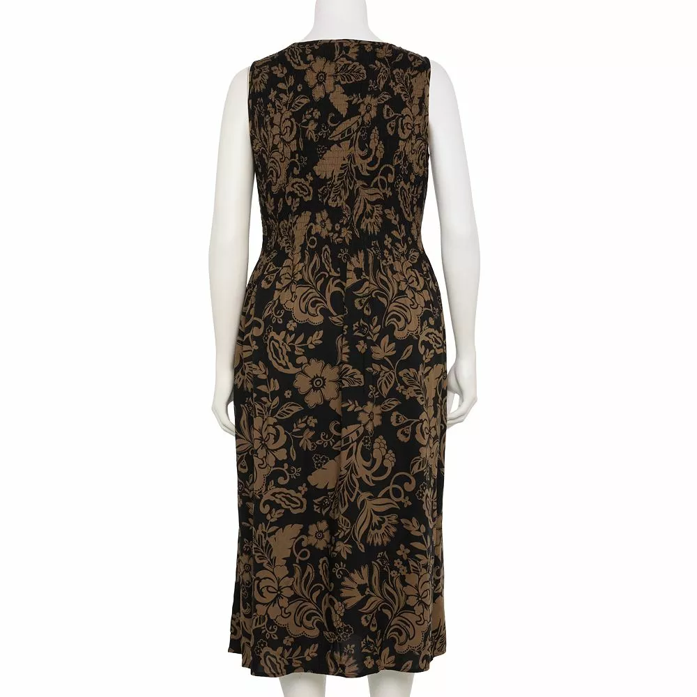 Plus Size Croft & Barrow® Smocked Swing Midi Dress 4 Plus Size Croft & Barrow® Smocked Swing Midi Dress - Image 2