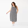 Plus Size Croft & Barrow® Smocked Swing Midi Dress -Croft & Barrow Sales Store 5590416 Black White Floral