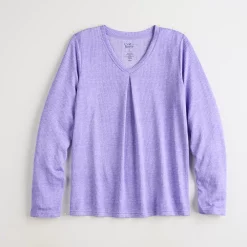 Women's Croft & Barrow® Whisperluxe Long Sleeve Pajama Top -Croft & Barrow Sales Store 5597044 ALT5