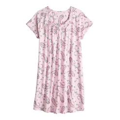 Women's Croft & Barrow® Cozy Short Sleeve Smocked Nightgown -Croft & Barrow Sales Store 5637631 ALT5