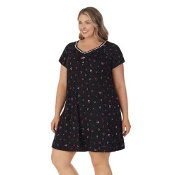 Plus Size Croft & Barrow® Cozy Short Sleeve Smocked Nightgown -Croft & Barrow Sales Store 5637632 ALT2