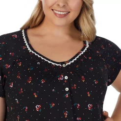 Plus Size Croft & Barrow® Cozy Short Sleeve Smocked Nightgown -Croft & Barrow Sales Store 5637632 ALT3