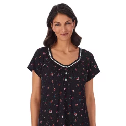 Petite Croft & Barrow® Cozy Short Sleeve Smocked Nightgown -Croft & Barrow Sales Store 5637633 ALT2