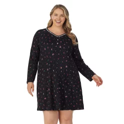 Plus Size Croft & Barrow® Cozy Long Sleeve Smocked Nightgown -Croft & Barrow Sales Store 5637636 ALT3