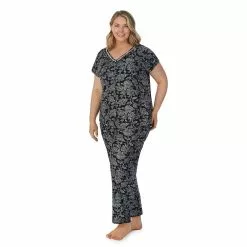 Plus Size Croft & Barrow® Cozy Short Sleeve Button-Front Pajama Top & Pajama Pants Sleep Set -Croft & Barrow Sales Store 5637641 ALT2
