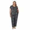 Plus Size Croft & Barrow® Cozy Short Sleeve Button-Front Pajama Top & Pajama Pants Sleep Set -Croft & Barrow Sales Store 5637641 Black Toile