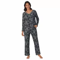 Women's Croft & Barrow® Cozy Long Sleeve Pajama Top & Pajama Pants Sleep Set