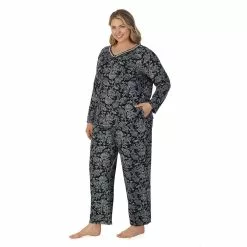 Plus Size Croft & Barrow® Cozy Long Sleeve Pajama Top & Pajama Pants Sleep Set -Croft & Barrow Sales Store 5637645 ALT2