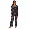 Petite Croft & Barrow® Cozy Long Sleeve Pajama Top & Pajama Pants Sleep Set -Croft & Barrow Sales Store 5637646 Black Large Floral