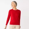 Petite Croft & Barrow® Puff Sleeve Bobble Sweater -Croft & Barrow Sales Store 5657749 Red
