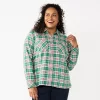 Plus Size Croft & Barrow® The Extra Soft Plaid Flannel Shirt -Croft & Barrow Sales Store 5666375 Green Plaid